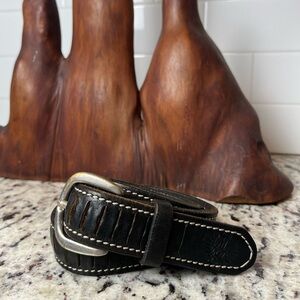 Vintage Leather Belt with Silver Buckle